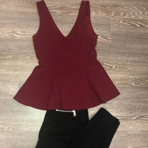 Red Peplum Blouse
